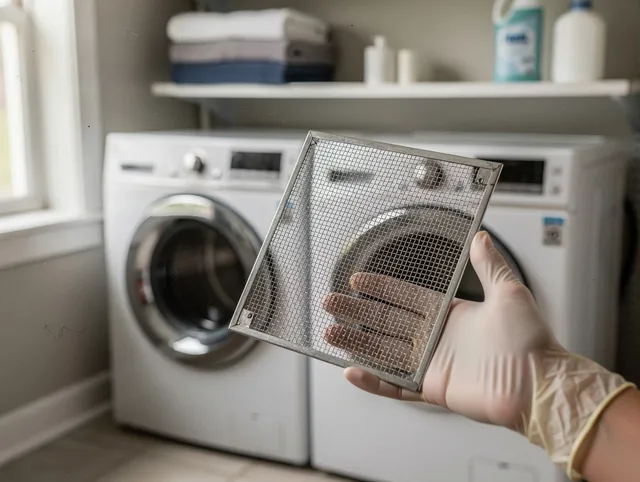 Glocester Dryer Vent Cleaning specialist performing detailed lint trap cleaning service in Glocester